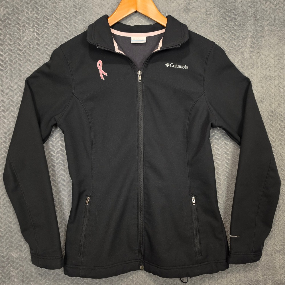 Columbia Omni-Shield Softshell Jacket Black Pink Ribbon Breast Cancer Womens M - Picture 1 of 10